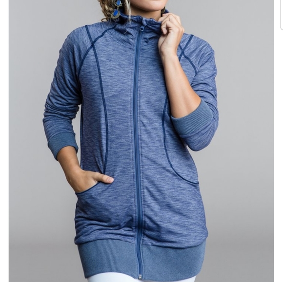 COZY ORANGE | long full zip high neck jacket - Picture 9 of 10